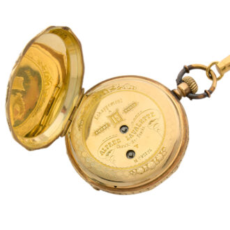 Swiss 18K gold enamel full hunter pocket watch Circa 1900