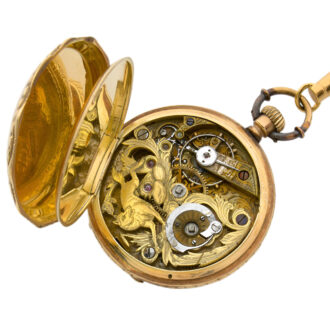 Swiss 18K gold enamel full hunter pocket watch Circa 1900