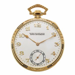 Swiss gold and enamel keyless lever pocket watch Circa 1926
