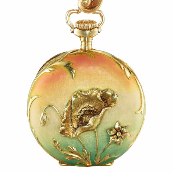 Swiss 18 carat gold pendant watch with brooch Circa 1899 Swiss 18 carat gold pendant watch with brooch Circa 1899