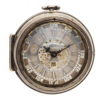 Early English silver pair cased verge watch with date Circa 1700