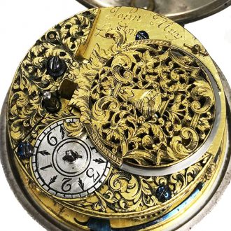 Early English silver pair cased verge watch with date Circa 1700