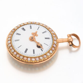 French fine gold, enamel and pearl set verge watch Circa 1800