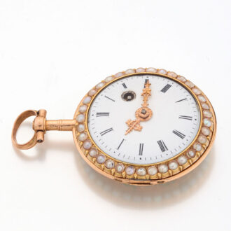 French fine gold, enamel and pearl set verge watch Circa 1800