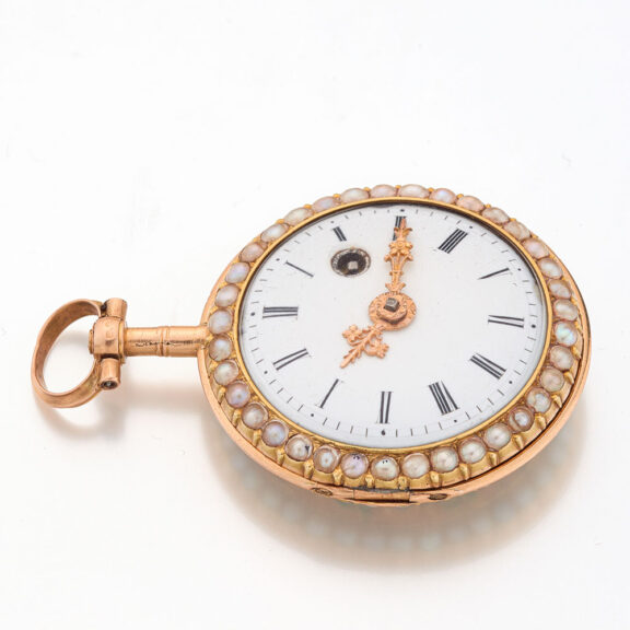 French fine gold, enamel and pearl set verge watch Circa 1800 French fine gold, enamel and pearl set verge watch Circa 1800