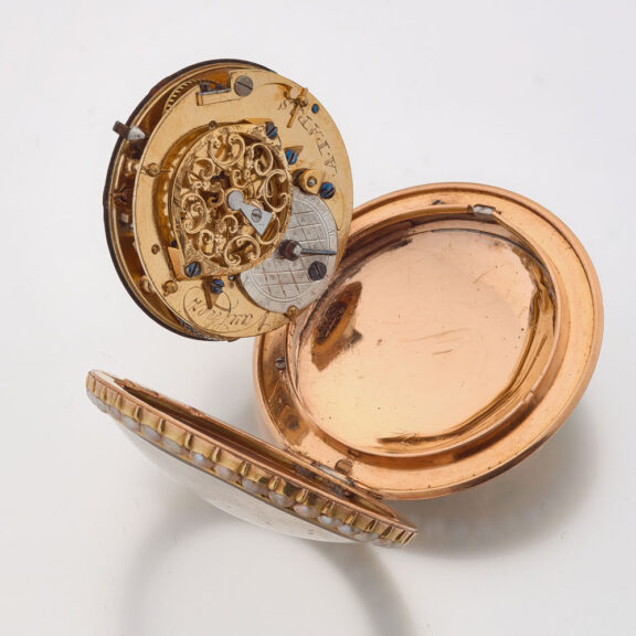 French fine gold, enamel and pearl set verge watch Circa 1800 French fine gold, enamel and pearl set verge watch Circa 1800