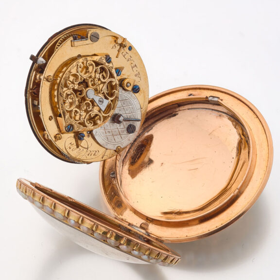 French fine gold, enamel and pearl set verge watch Circa 1800 French fine gold, enamel and pearl set verge watch Circa 1800