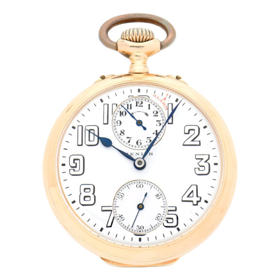 Swiss 14K gold open faced alarm pocket watch Circa 1920