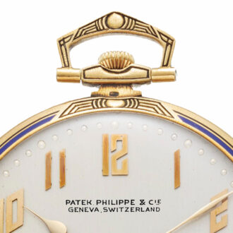 Swiss gold and enamel keyless lever pocket watch Circa 1929