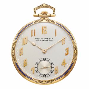 Swiss gold and enamel keyless lever pocket watch Circa 1929