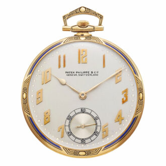 Swiss gold and enamel keyless lever pocket watch Circa 1929