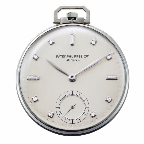 Swiss platinum and diamond set keyless watch Circa 1945 Swiss platinum and diamond set keyless watch Circa 1945