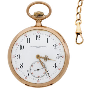 Swiss 14 carat pink gold open faced pocket watch Circa 1901