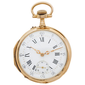 French 18K yellow gold open faced pocket watch Circa 1900