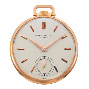 Swiss pink gold open faced keyless lever watch Circa 1952