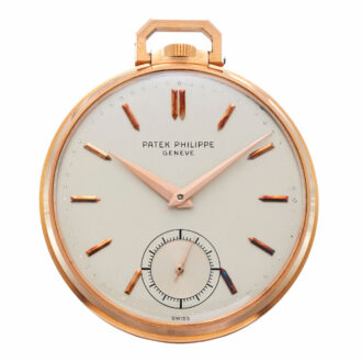 Swiss pink gold open faced keyless lever watch Circa 1952