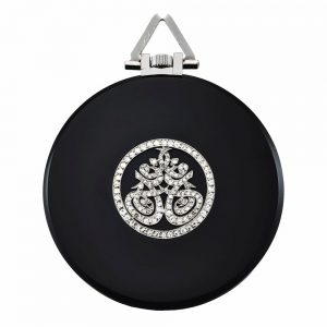 French platinum onyx, enamel and diamond set watch Circa 1930
