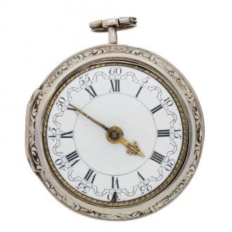 Early English silver repoussé verge pocket watch Circa 1700