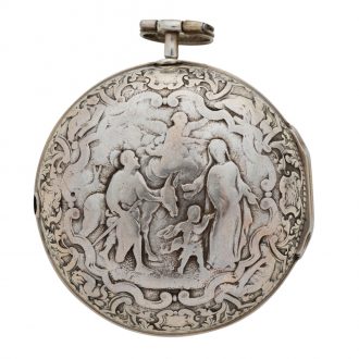 Early English silver repoussé verge pocket watch Circa 1700