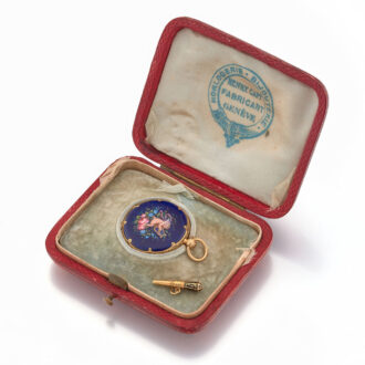 Fine Swiss gold and enamel hunting cased watch Circa 1850
