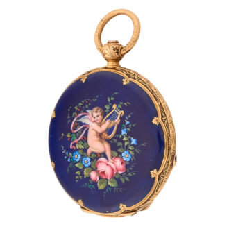 Fine Swiss gold and enamel hunting cased watch Circa 1850