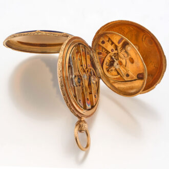 Fine Swiss gold and enamel hunting cased watch Circa 1850