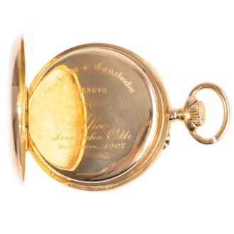 Swiss 18K yellow gold open faced pocket watch Circa 1907