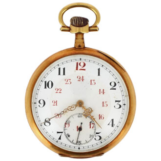 Swiss 18K yellow gold open faced pocket watch Circa 1910