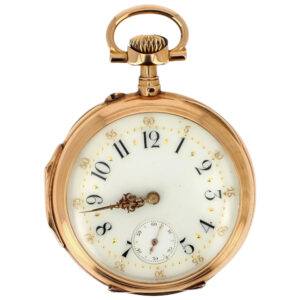Swiss 18 carat pink gold open faced pocket watch Circa 1910