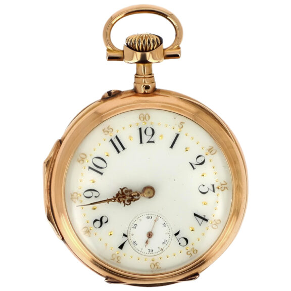 Swiss 18 carat pink gold open faced pocket watch Circa 1910