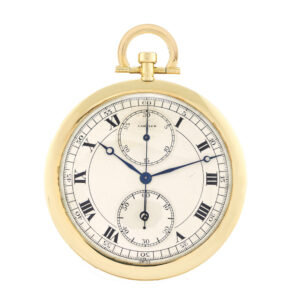 French yellow gold chronograph dress watch with progressive recorder Circa 1925