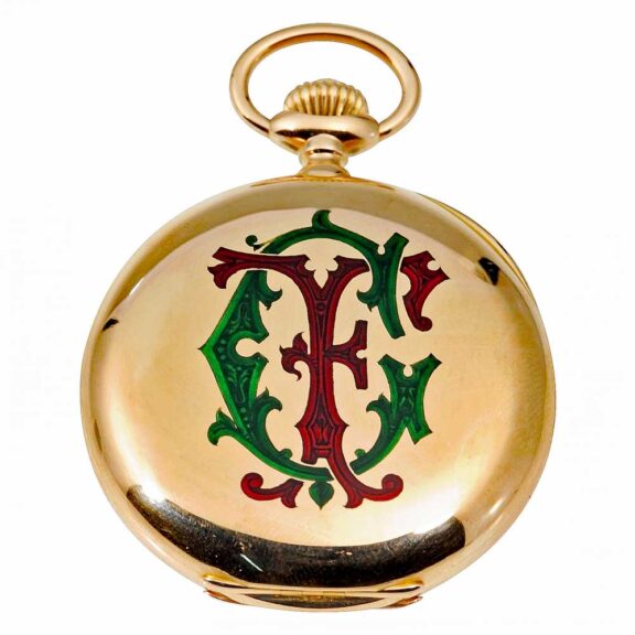 Swiss gold half hunter pocket watch Patek Philippe Circa 1902 Swiss gold half hunter pocket watch Patek Philippe Circa 1902