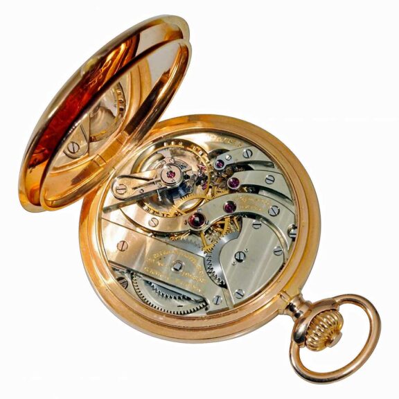 Swiss gold half hunter pocket watch Patek Philippe Circa 1902 Swiss gold half hunter pocket watch Patek Philippe Circa 1902