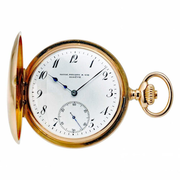 Swiss gold half hunter pocket watch Patek Philippe Circa 1902 Swiss gold half hunter pocket watch Patek Philippe Circa 1902