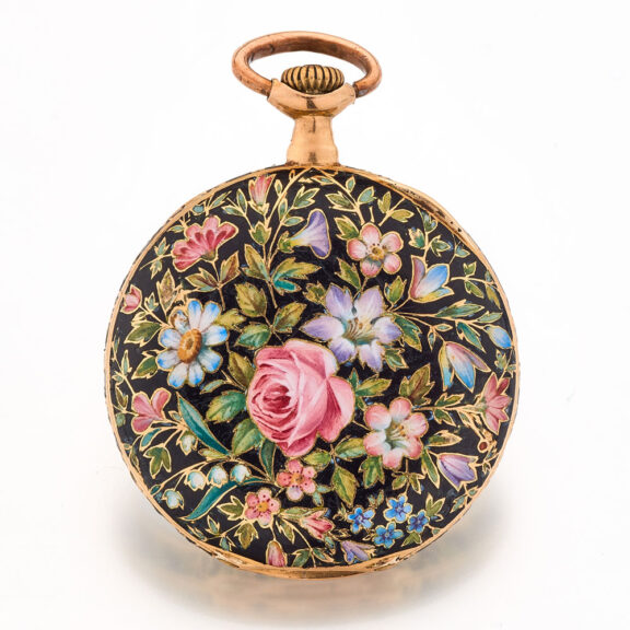 Rare and charming Swiss gold and enamel watch Circa 1900 Rare and charming Swiss gold and enamel watch Circa 1900
