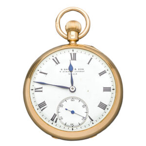 English 18K yellow gold open faced pocket watch Circa 1900