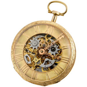 French 18K gold skeleton repeating pocket watch Circa 1900