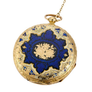 Swiss gold and enamel open faced pocket watch Circa 1895