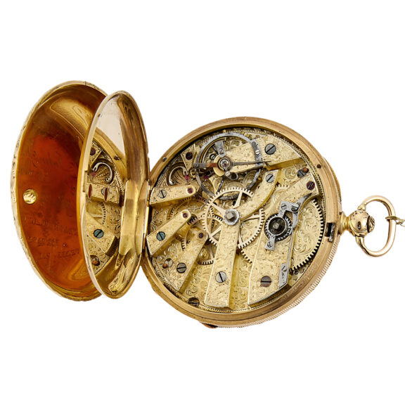 Swiss gold and enamel open faced pocket watch Circa 1895 Swiss gold and enamel open faced pocket watch Circa 1895
