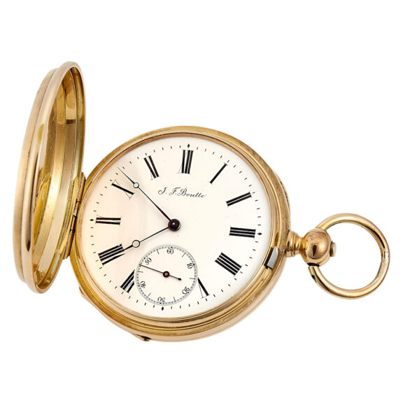 Swiss 14K yellow gold full hunter pocket watch Circa 1865