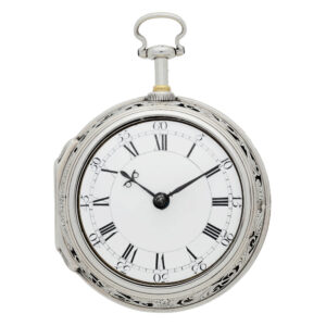 English silver repoussé pair cased repeating watch Circa 1720