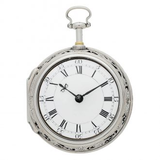 English silver repoussé pair cased repeating watch Circa 1720