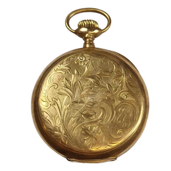 Swiss 18 carat pink gold open faced pocket watch Circa 1920