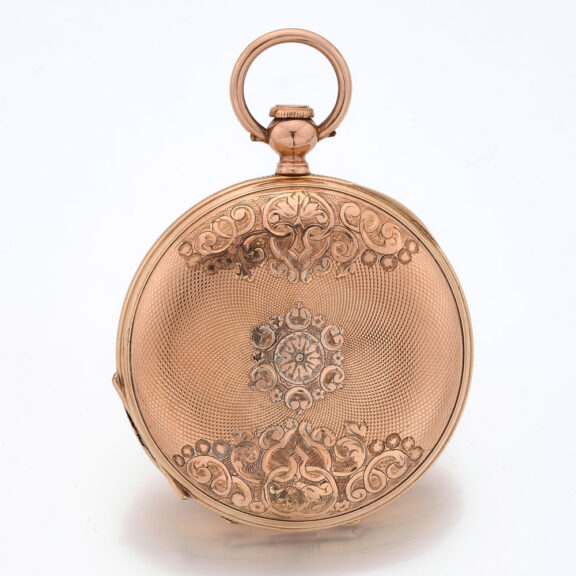 Swiss gold decorative hunting cased watch Circa 1860 Swiss gold decorative hunting cased watch Circa 1860