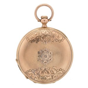 Swiss gold decorative hunting cased watch Circa 1860