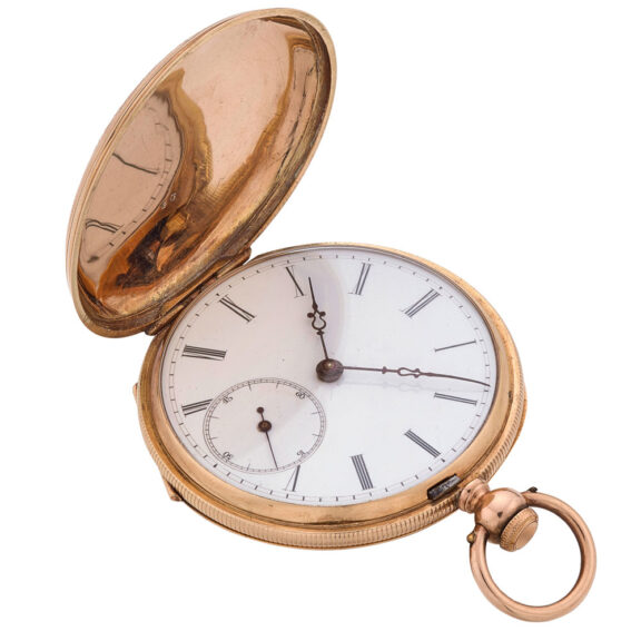 Swiss gold decorative hunting cased watch Circa 1860 Swiss gold decorative hunting cased watch Circa 1860