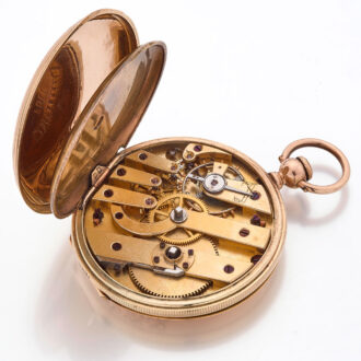 Swiss gold decorative hunting cased watch Circa 1860