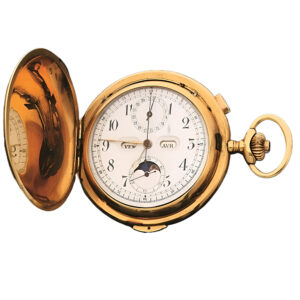 Swiss 18K gold repeating chronograph calendar watch Circa 1900