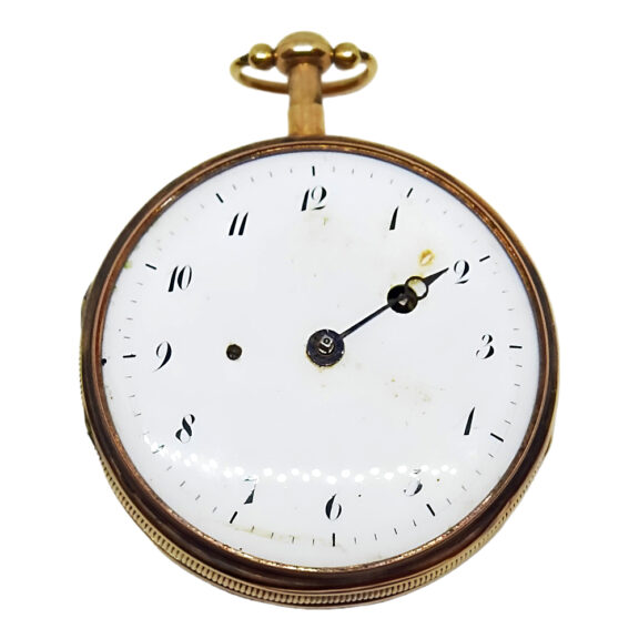 French 18K yellow gold open faced pocket watch 19th century