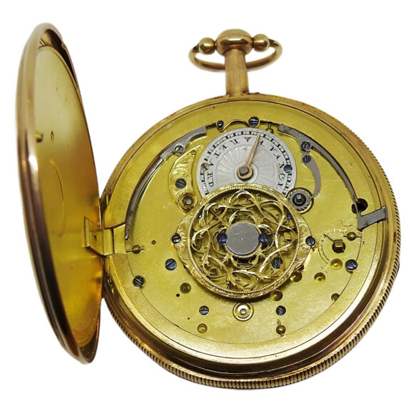 French 18K yellow gold open faced pocket watch 19th century French 18K yellow gold open faced pocket watch 19th century